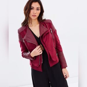 Ivory & Chain Bessy Biker jacket Burgundy AUS 8 US 4